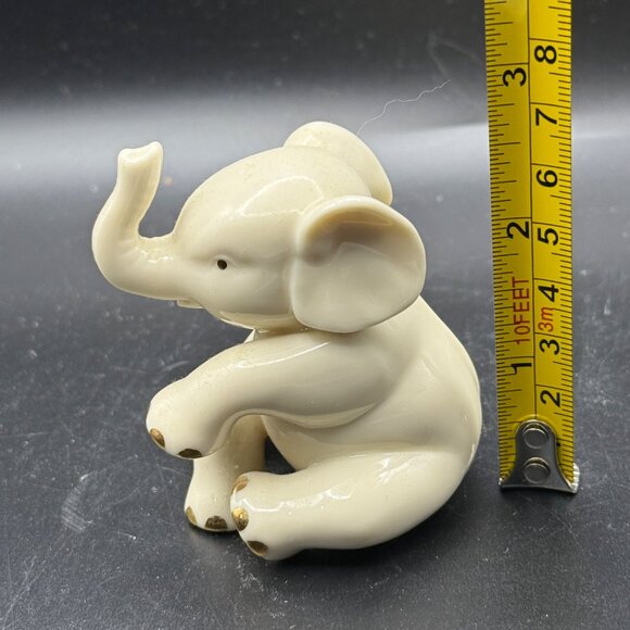 Lenox Handcrafted Ivory Ceramic Elephant Figurine With Gold Accents 3” Tall - Picture 5 of 5